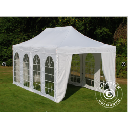 FleXtents Steel 3x6m "Beskartlt," inkl 4st sidovggar och 1st skiljevgg, Vit