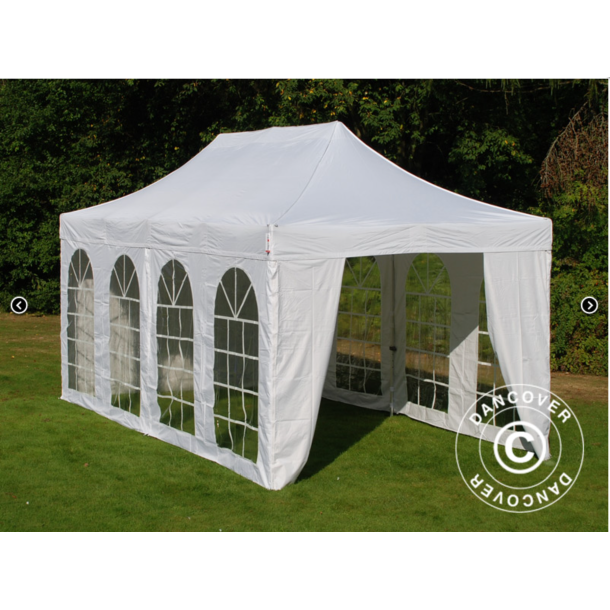 FleXtents Steel 3x6m "Beskartlt," inkl 4st sidovggar och 1st skiljevgg, Vit