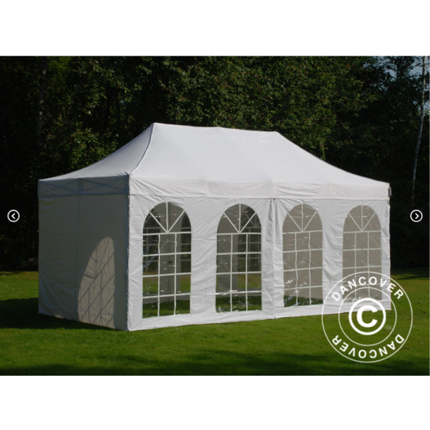 FleXtents Steel 3x6m "Beskartlt," inkl 4st sidovggar och 1st skiljevgg, Vit