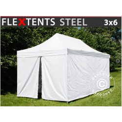 FleXtents Steel 3x6m "Sjuktlt" inkl 6st sidovggar, Vit