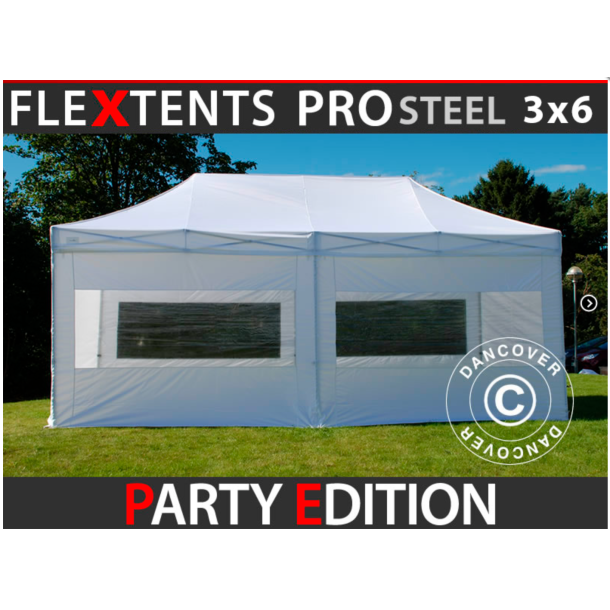 FleXtents PRO Steel 3x6m "PartyEdition" inkl 6st sidovggar