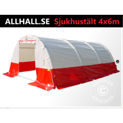 Uppblsbart Medicinskt &amp; Ndsituationstlt Bgformat FleXshelter PRO, 4x6m, Vit/Rd