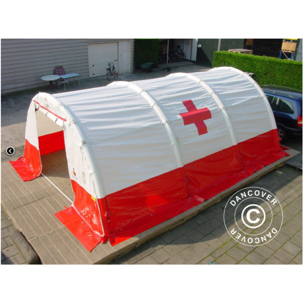 Uppblsbart Medicinskt &amp; Ndsituationstlt Bgformat FleXshelter PRO, 5,5x6m, Vit/Rd