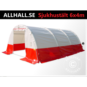 Uppblsbart Medicinskt & Ndsituationstlt Bgformat FleXshelter PRO, 6x4m, Vit/Rd