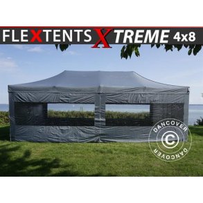 Snabbtlt FleXtents Xtreme 4x8m Gr, inkl. 6 sidor