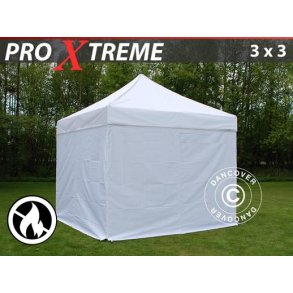 Snabbtlt FleXtents Xtreme 3x3m Vit, Flammhmmande, inkl. 4 sidor