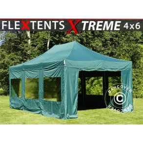 Snabbtlt FleXtents Xtreme 4x6m Grn, inkl. 8 sidor