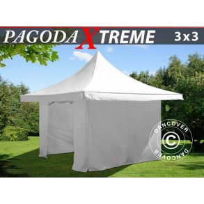 Snabbtlt FleXtents Pagoda Xtreme 3x3m / (4x4m) Vit, inkl. 4 sidor
