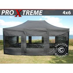 Snabbtlt FleXtents Xtreme 4x6m Svart, inkl. 8 sidor