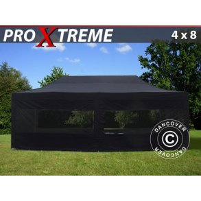 Snabbtlt FleXtents Xtreme 4x8m Svart, inkl. 6 sidor