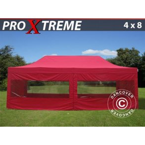 Snabbtlt FleXtents Xtreme 4x8m Rd, inkl. 6 sidor  