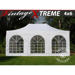 Snabbtlt FleXtents Xtreme Vintage Style 4x6m Vit, inkl. 8 sidor